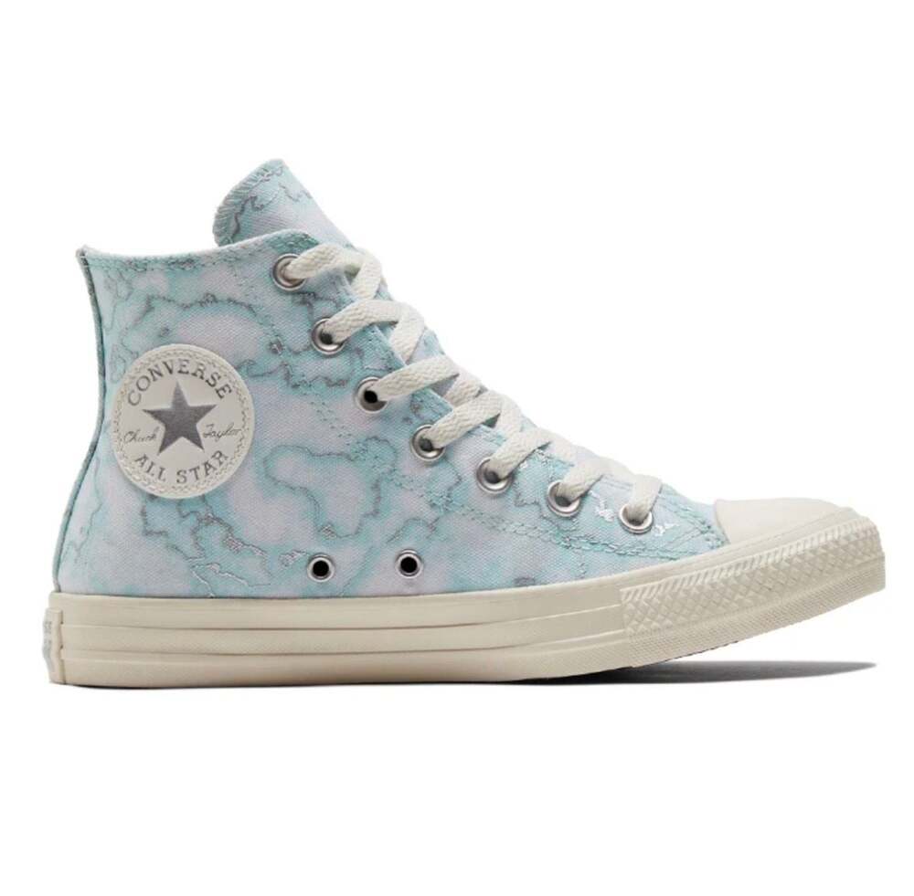 Converse Chuck Taylor All Star High Top 'Light Dew' Silver Map Print Sneakers